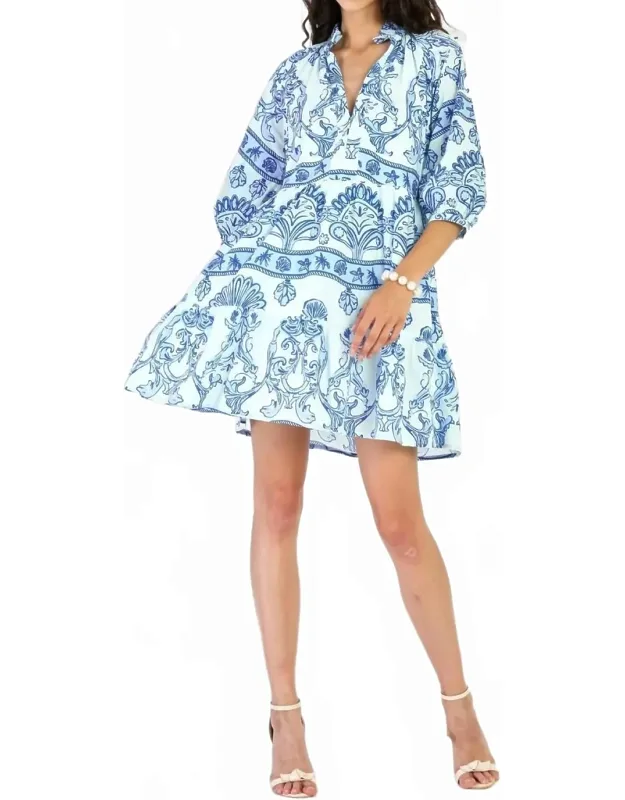 Jules Mini Dress With V-neck And Three-quarter Sleeves