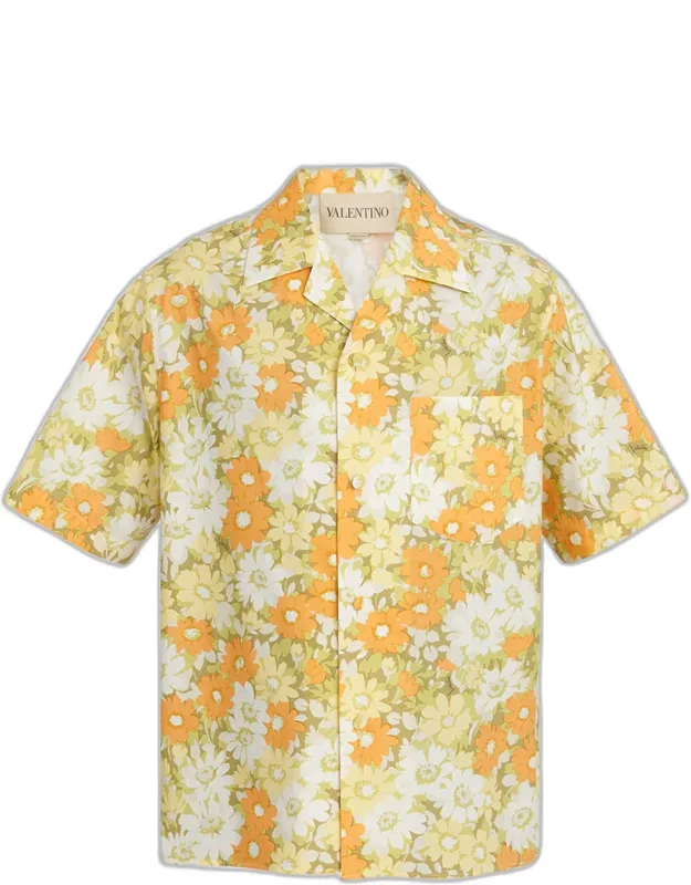 Cotton Floral Pocket Camp Shirt