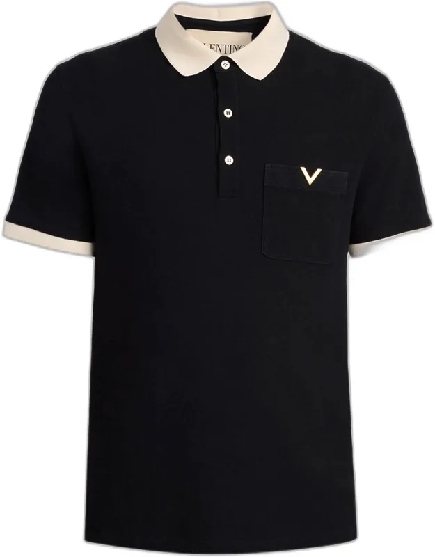 Cotton Pique Vgold-pocket Polo Shirt