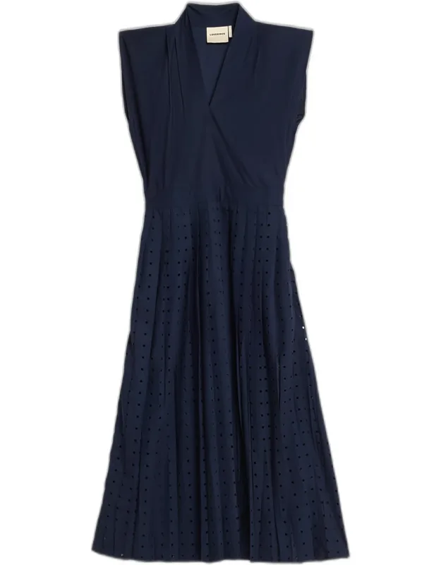 Pleated Cutout Midi Dress