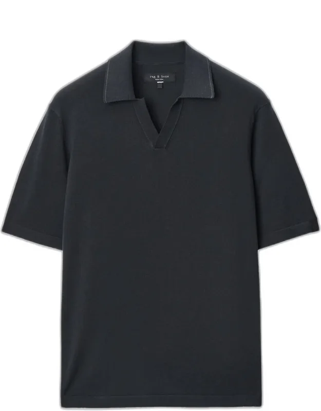 Silk-cotton Johnny Collar Polo Shirt