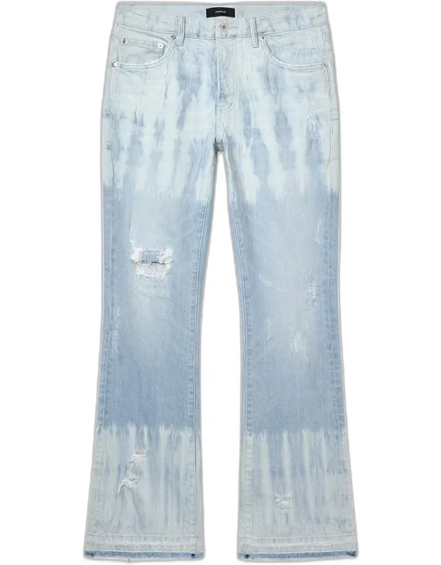 Tie Dye Distressed Mid-rise Flared Jeans