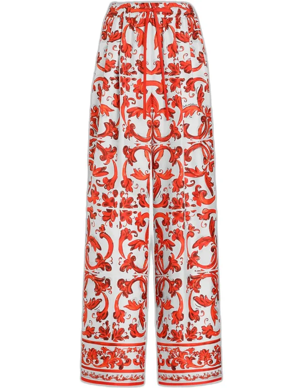 Majolica Silk Wide-leg Pants