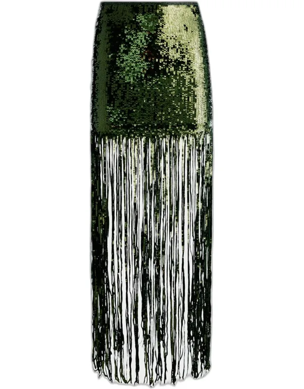 Sequin Fringe Maxi Skirt