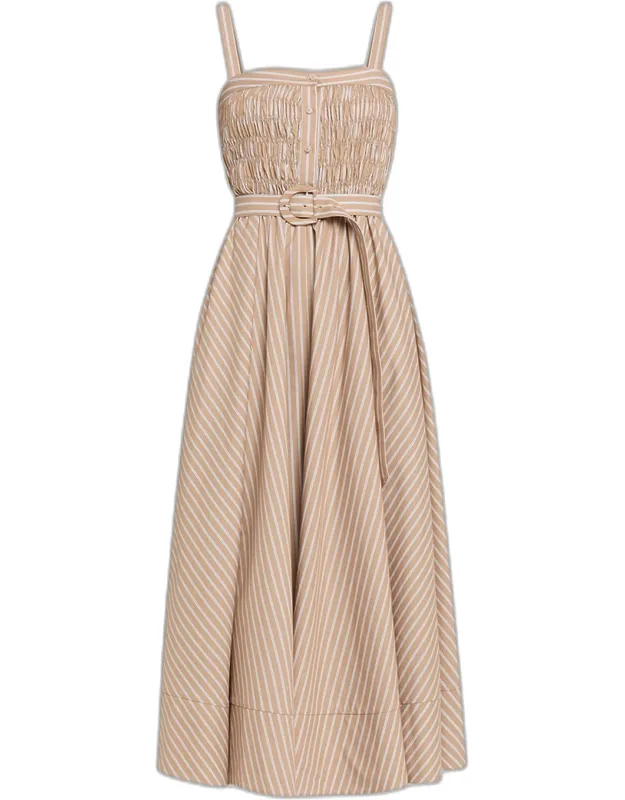 Stripe Cotton-blend Midi Dress