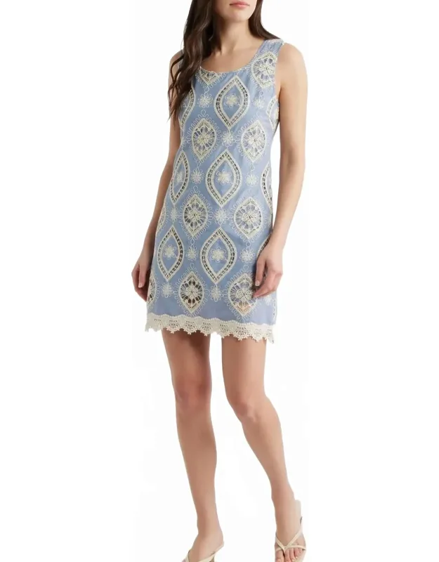 Embroidered Cotton Mini Dress