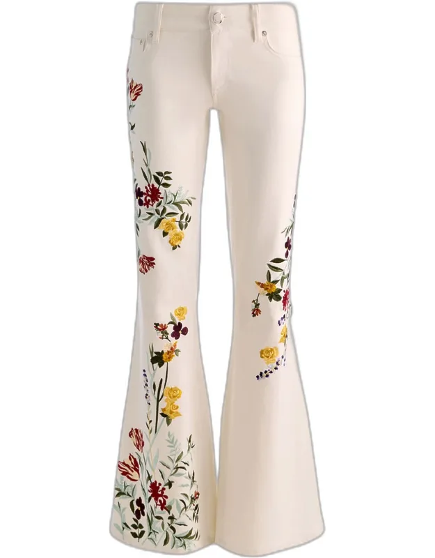 Floral Ultra Low-rise Flare Jeans