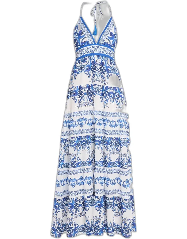 Tiered Halter Maxi Dress