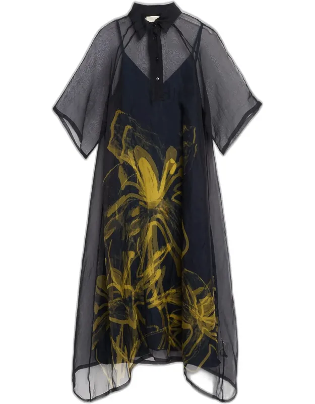 Floral-print Tulle Maxi Dress