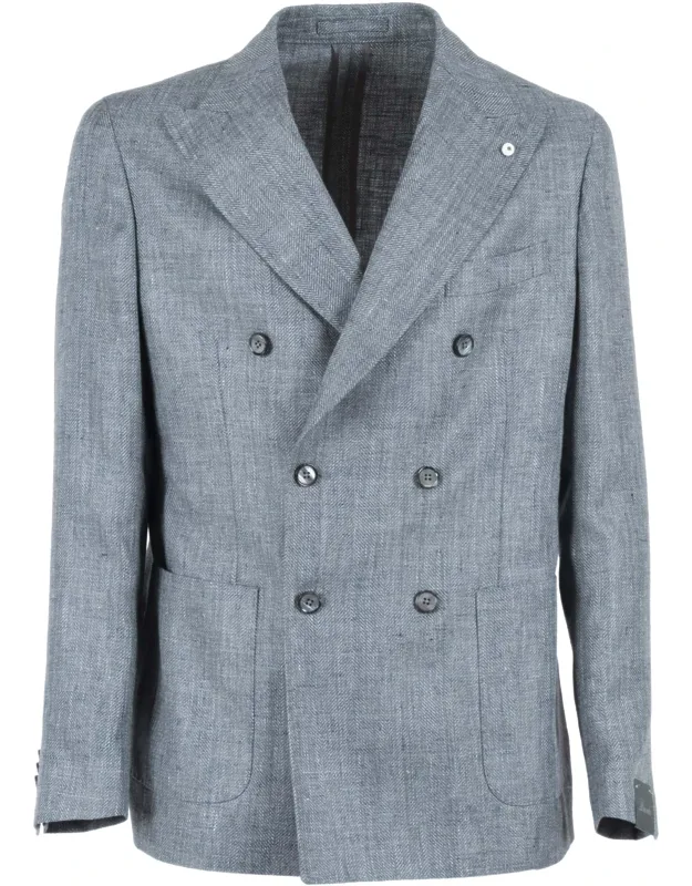 Double Breasted Drop S Linen Blazer