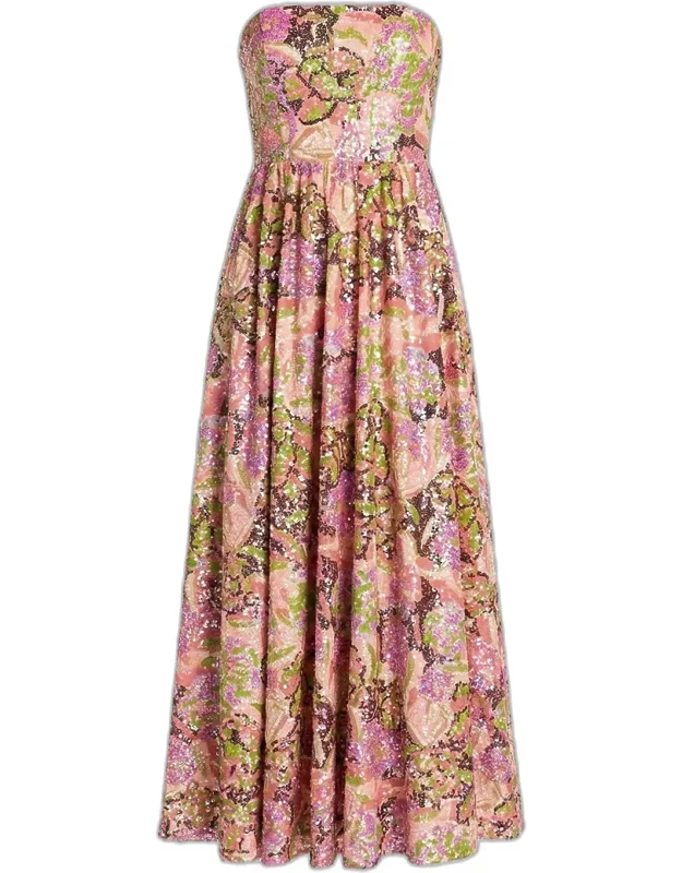 Floral Sequined Midi Dress