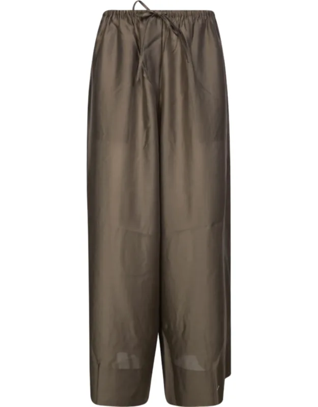 Cropped Elastic Waist Wide-leg Pants