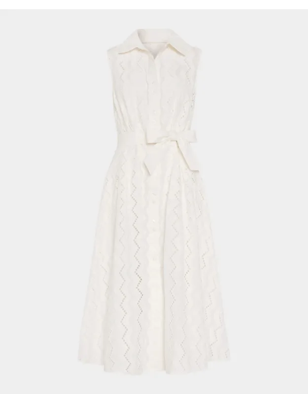 Sleeveless Eyelet Cotton Midi Dress