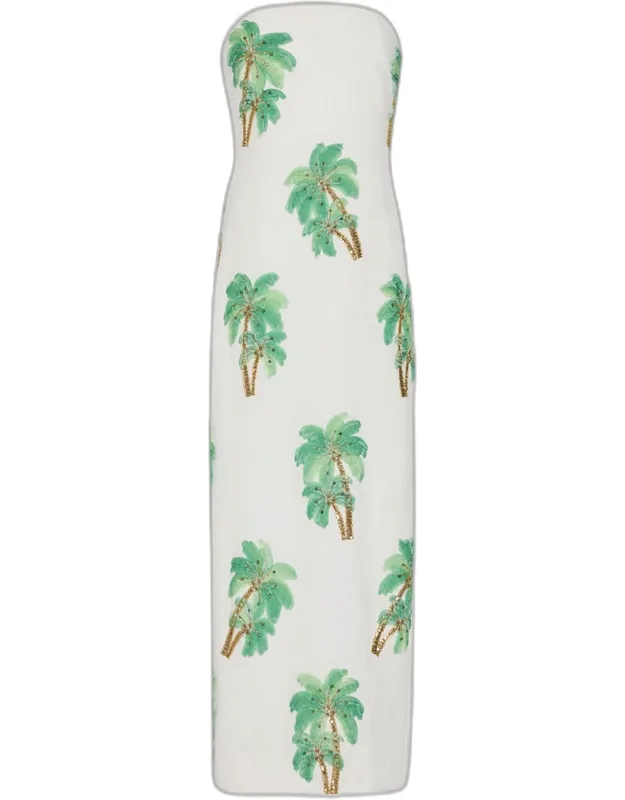 Strapless Embroidered Cotton Maxi Dress