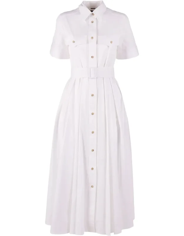 Pleated Belted Dress