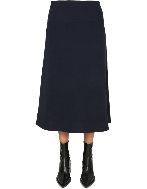 Skirt Flared Design Back Zipper Closure 64% Wool, 33% Viscose, 3% Elastane Made In Italy