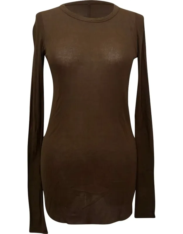 Ribbed-knit Long Sleeve T-shirt