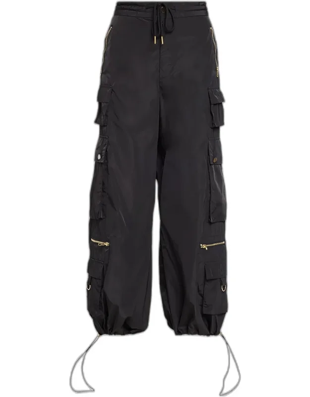 Wide-leg Drawcord Cargo Pants