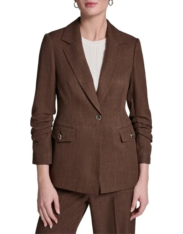 Rolled Sleeve Textured Blazer