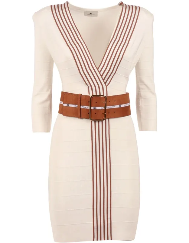 Textured Belted Midi Dress