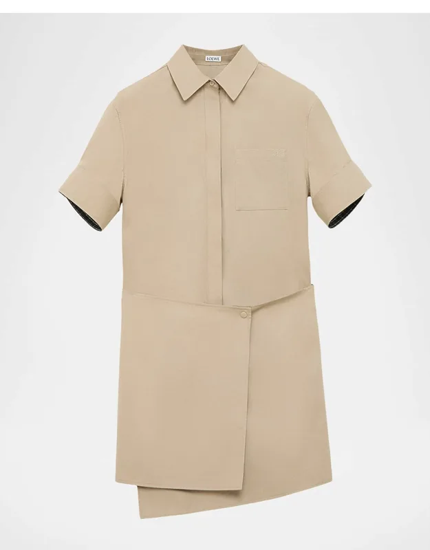 Wrapped Short-sleeve Shirtdress
