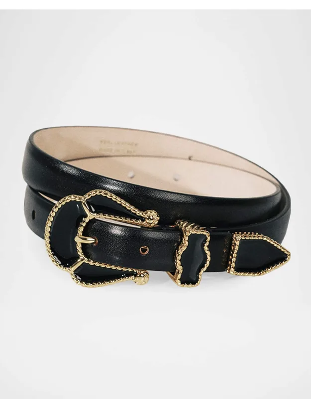 Santo 24k Gold-plated & Enamel Leather Belt