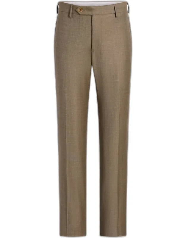 Parker Flat Front Sharkskin Wool Trousers