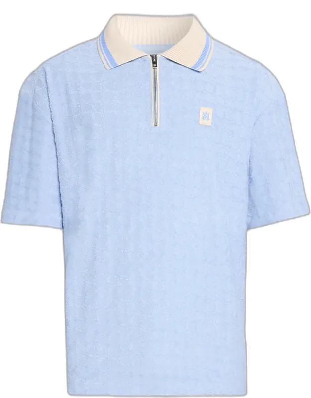 Terry Jacquard Quarter-zip Polo Shirt