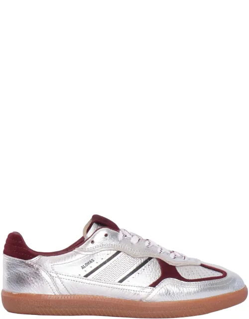 Silver Burgundy Grain Shimmer Sneakers