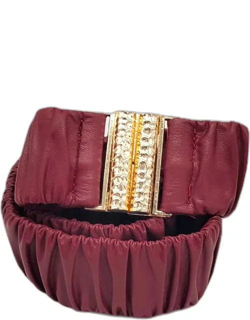 Pleated Faux Leather Scrunch Stretch Elastic Belt