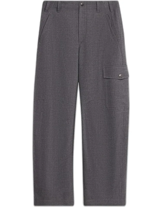 Mid-rise Barrel-leg Cargo Pants