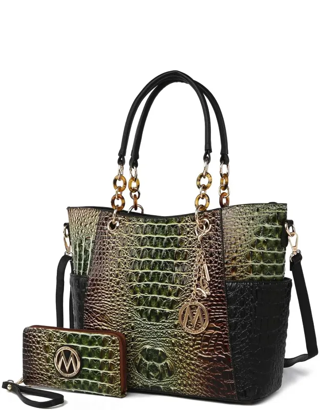 Bonita Croco Tote Bag & Wallet Set