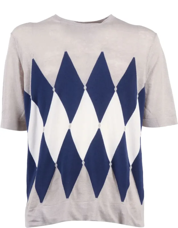 Crew Neck Argyle T-shirt