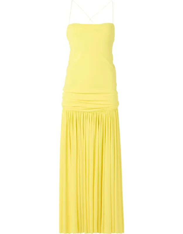 Draped Crossed Straps Viscose Midi Dress
