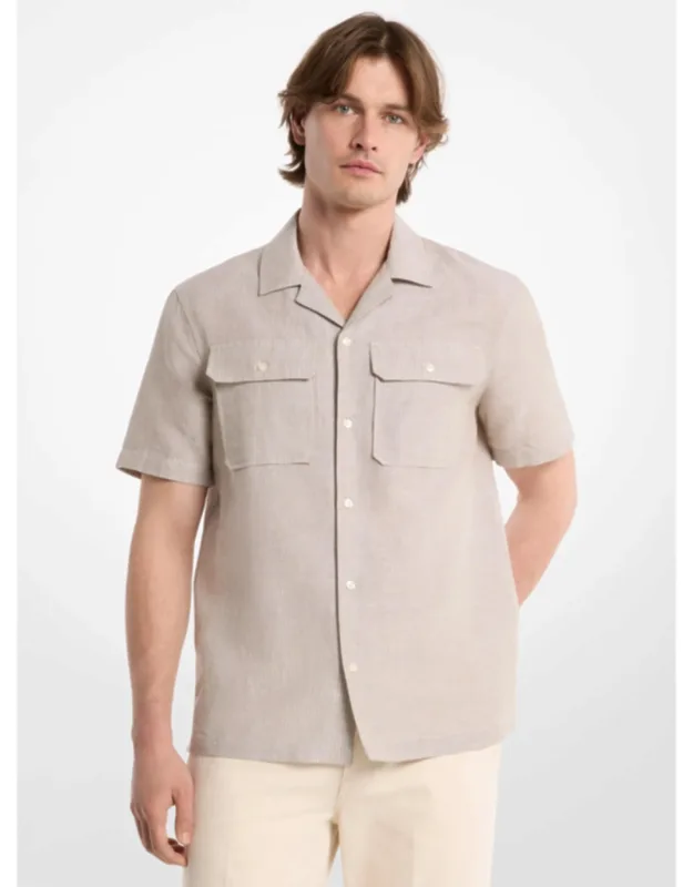 Striped Linen Cotton Camp Shirt