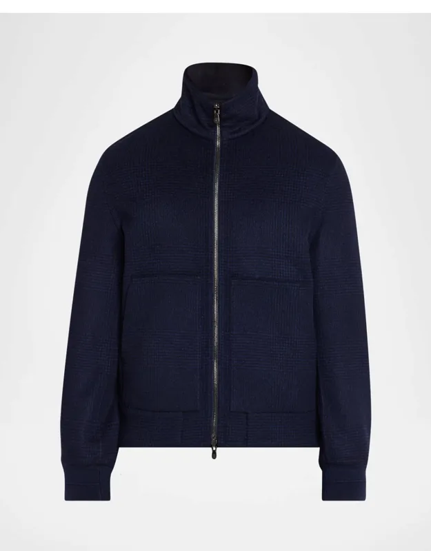 Cashmere Textured Full-zip Bomber Jacket