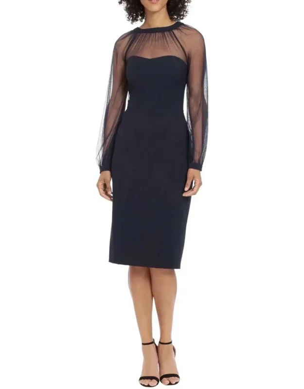 Illusion Mesh Neckline Sheath Dress