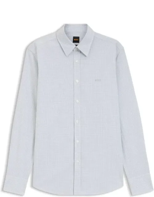 Regular-fit Shirt In Stretch-cotton Dobby With Embroidered Chest Logo And Modern Rubberized Buttons