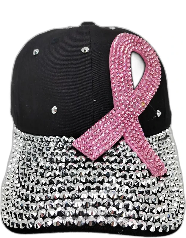 Bling Pink Ribbon Baseball Cap