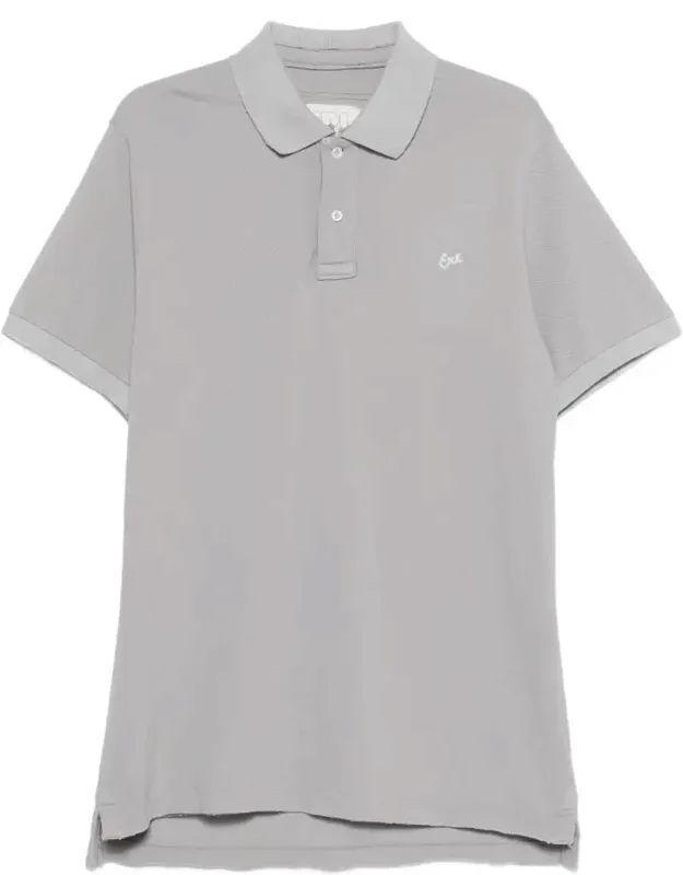 Textured Grey Embroidered Polo Shirt
