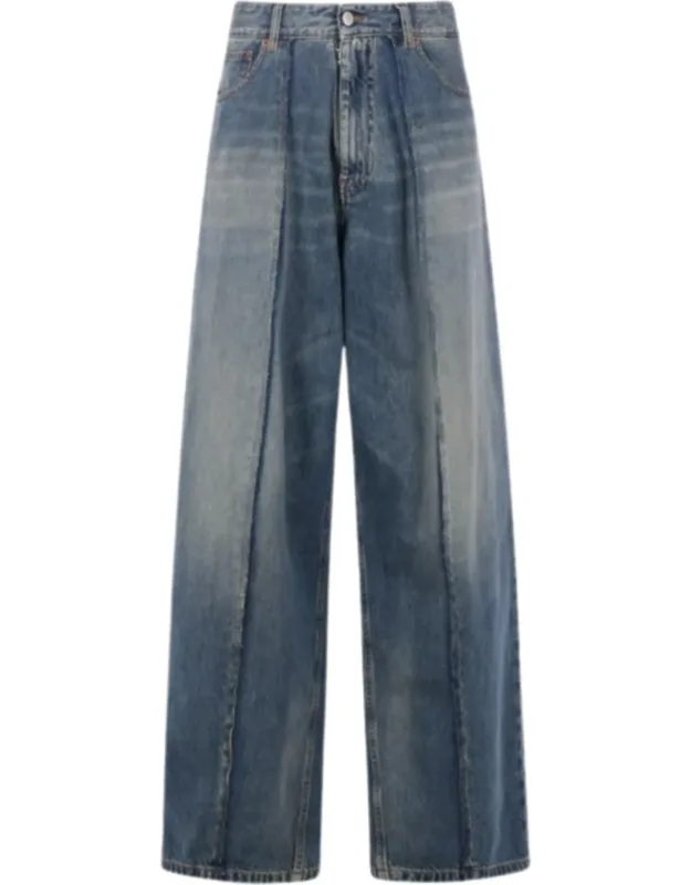 Logo Patch Denim Wide-leg Jeans