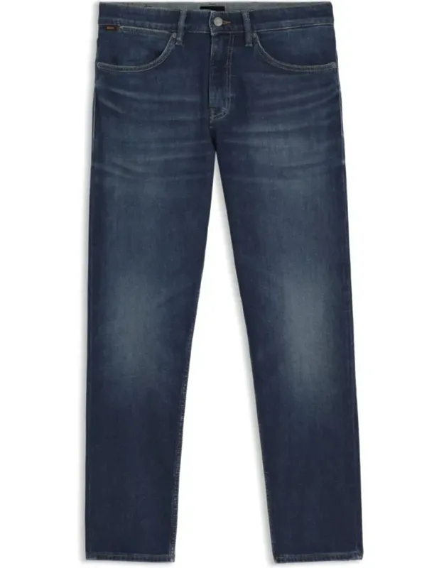 Tapered-fit Jeans With Stretch Cotton And Contrast Stitching