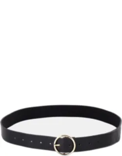Open Metal Circle Buckle Faux Leather Belt