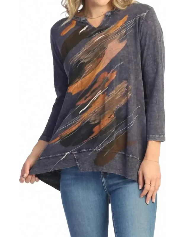 Opera Mineral Washed Split V-neck Top