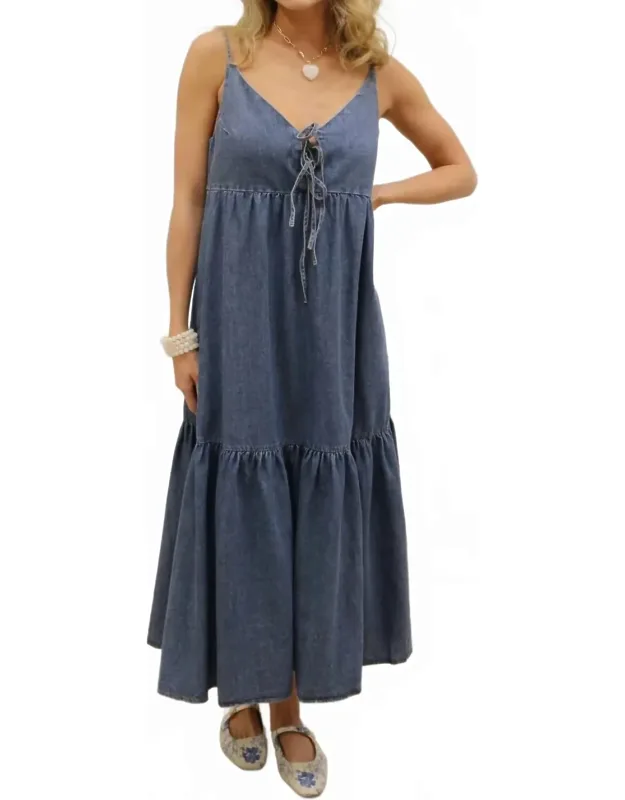 Front Tie Cami Back Cutout Midi Dress