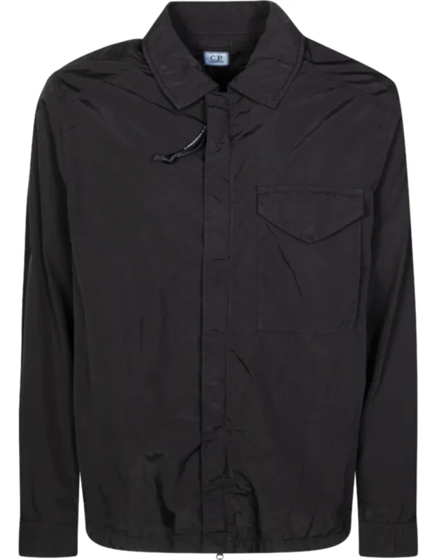 Shiny Finish Single Pocket Shirt Jacket