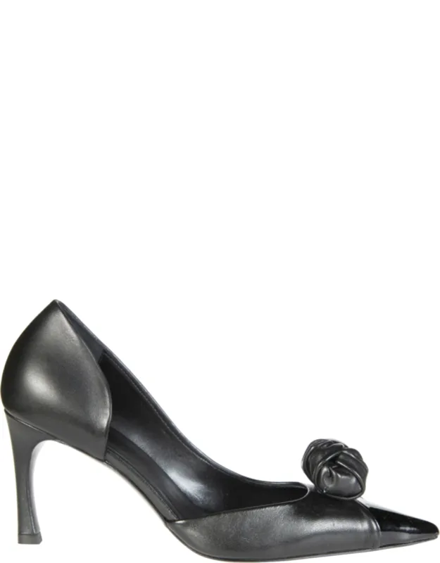 Smooth Leather Knot Pointed Toe Pump