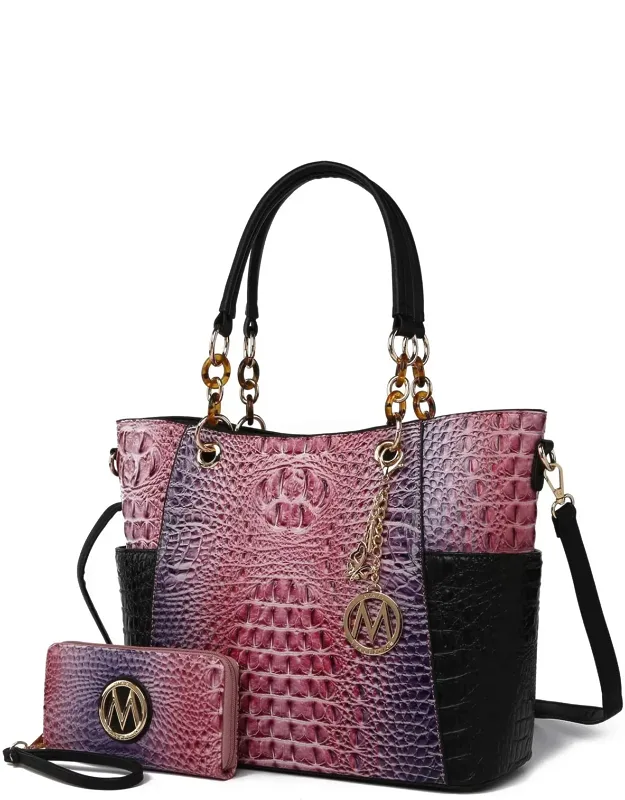 Bonita Croco Tote Bag & Wallet Set