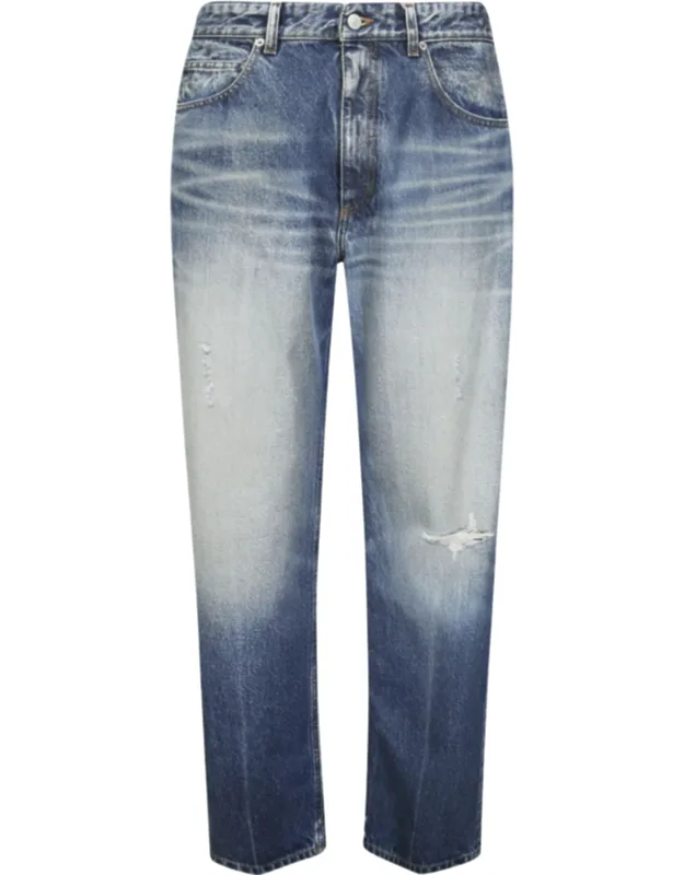Faded Blue Vintage Distressed Jeans