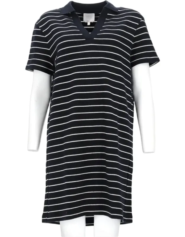 Striped Cotton V-neck Polo Dress